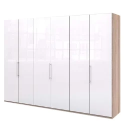 Gleittüren-Schrank mit Glasfront in Weiß - Bosays