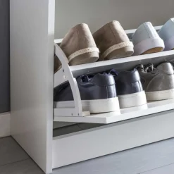Günstige Schuhbank in Weiß mit Klappe Same 80 cm breit