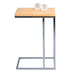 Günstiger Telefontisch mit Wildeiche massiv Kalimba & Gestell Chrom