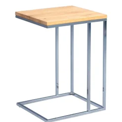 Günstiger Telefontisch mit Wildeiche massiv Kalimba & Gestell Chrom