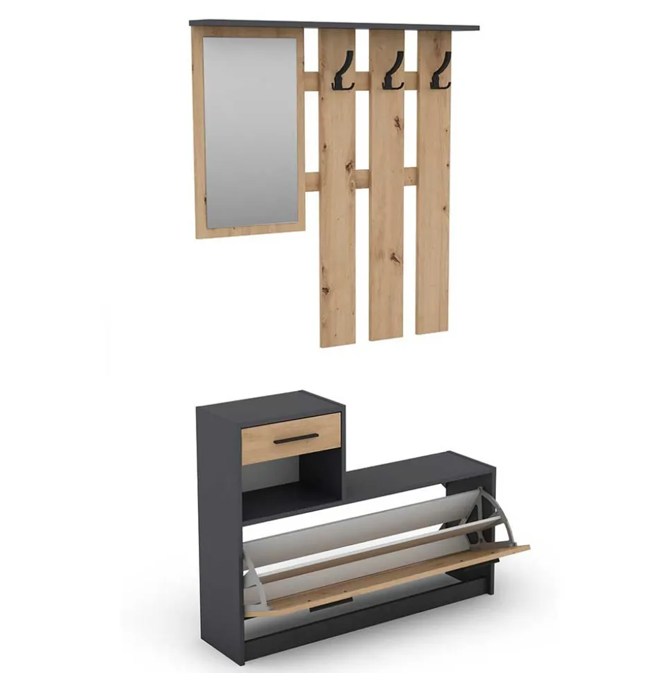 Günstiges Flurmöbel Set zweifarbig - Tower (zweiteilig)