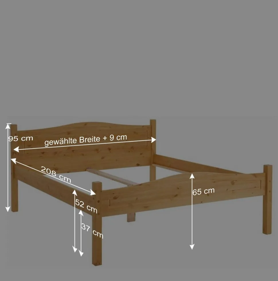 Günstiges Holzbett aus Massivholz Kiefer - Verwego