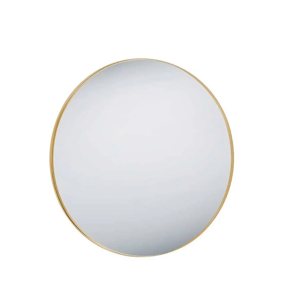 Goldfarbener Wandspiegel in Rund 80 cm - Zeanno