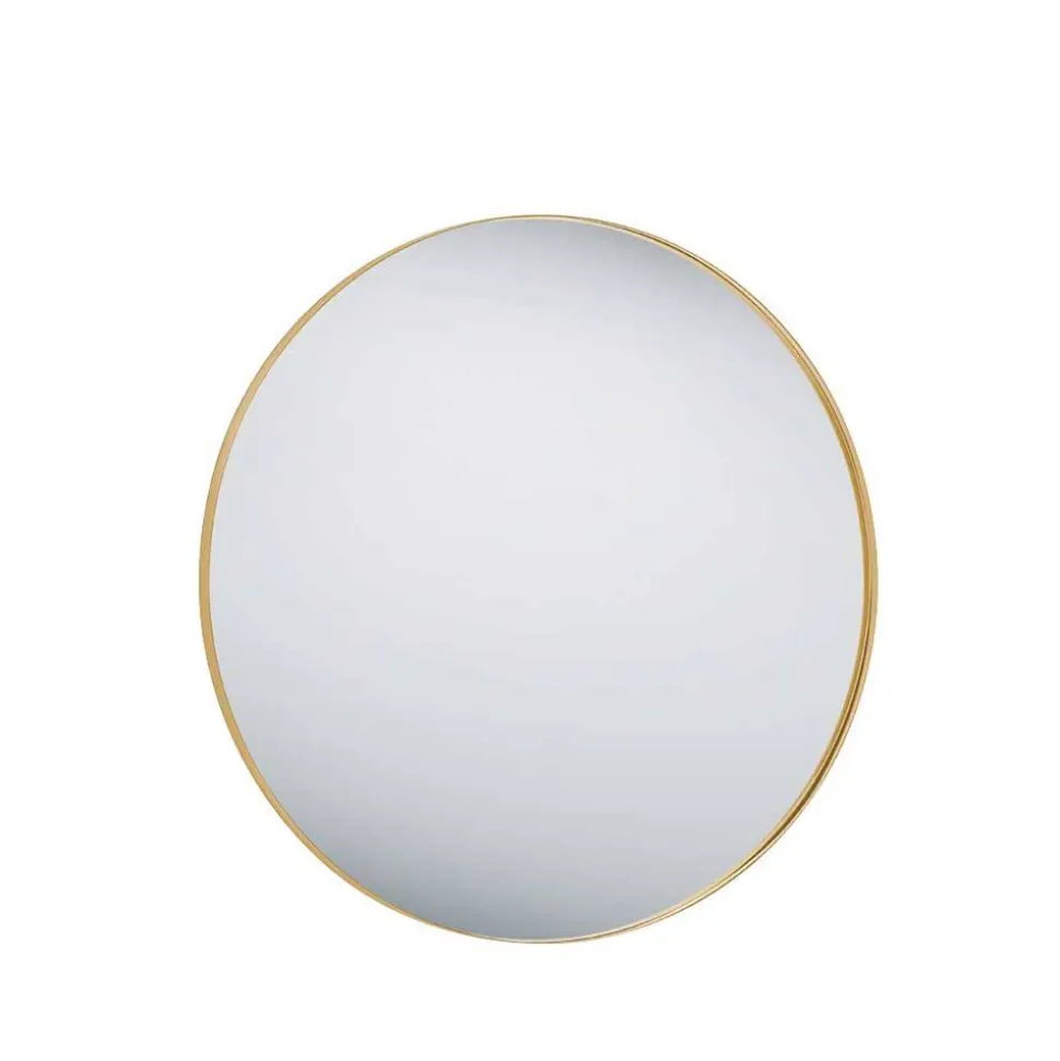 Goldfarbener Wandspiegel in Rund 80 cm - Zeanno