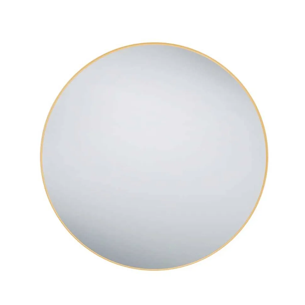Goldfarbener Wandspiegel in Rund 80 cm - Zeanno