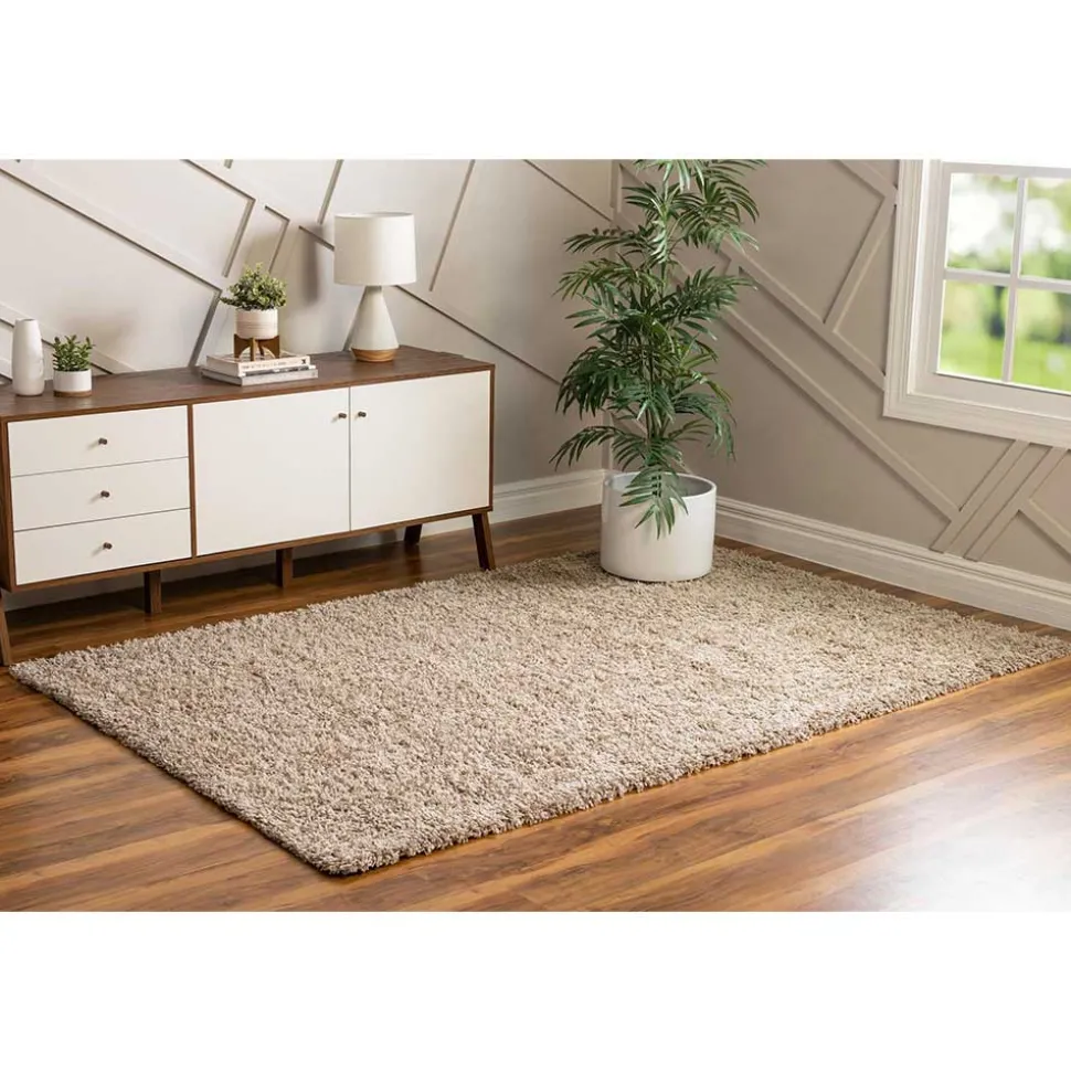 Graubrauner Teppich mit Hochflor - Liv