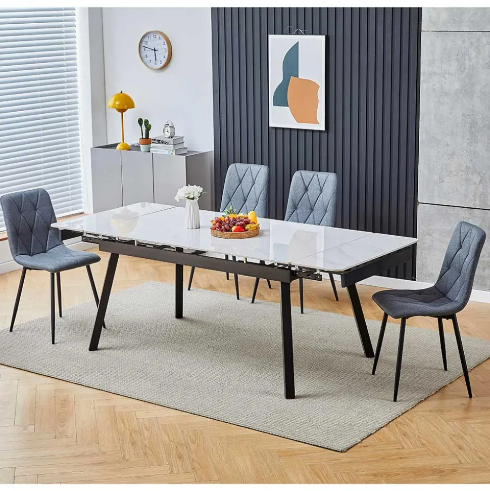 Graue Esszimmerstühle aus Samt - Epos (4er Set)