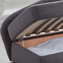 Graue Federkern Schlafcouch mit Bettkasten - Langos
