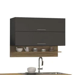 Graue Küche Block ohne Geräte - Bozenia (zehnteilig)