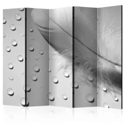 Graue Raumteiler Wand mit Feder & Tropfen - Lornas