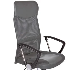 Grauer Chefsessel aus Mesh & Kunstleder - Echora