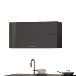 Grauer Hochglanz Küchenblock 330cm - Bozenia (achtteilig)