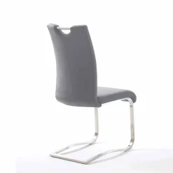 Grauer Lederstuhl mit Edelstahl - Yetarra (2er Set)