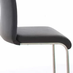 Grauer Lederstuhl mit Edelstahl - Yetarra (2er Set)