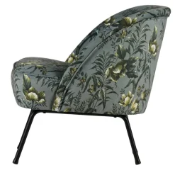 Grauer Polstersessel mit Blumen Muster Melissa im Retro Look