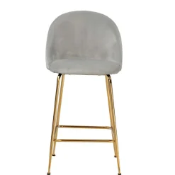 Grauer Samt-Barstuhl im Retro Look - Hovalta (2er Set)