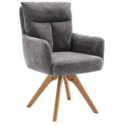 Grauer Tischsessel mit Federkern - Cregorian (2er Set)