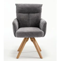 Grauer Tischsessel mit Federkern - Cregorian (2er Set)