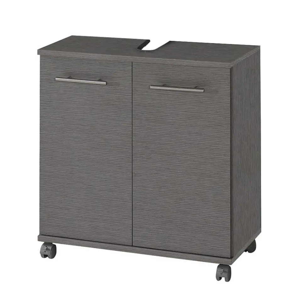 Grauer Waschbecken Schrank auf Rollen - Invicalo