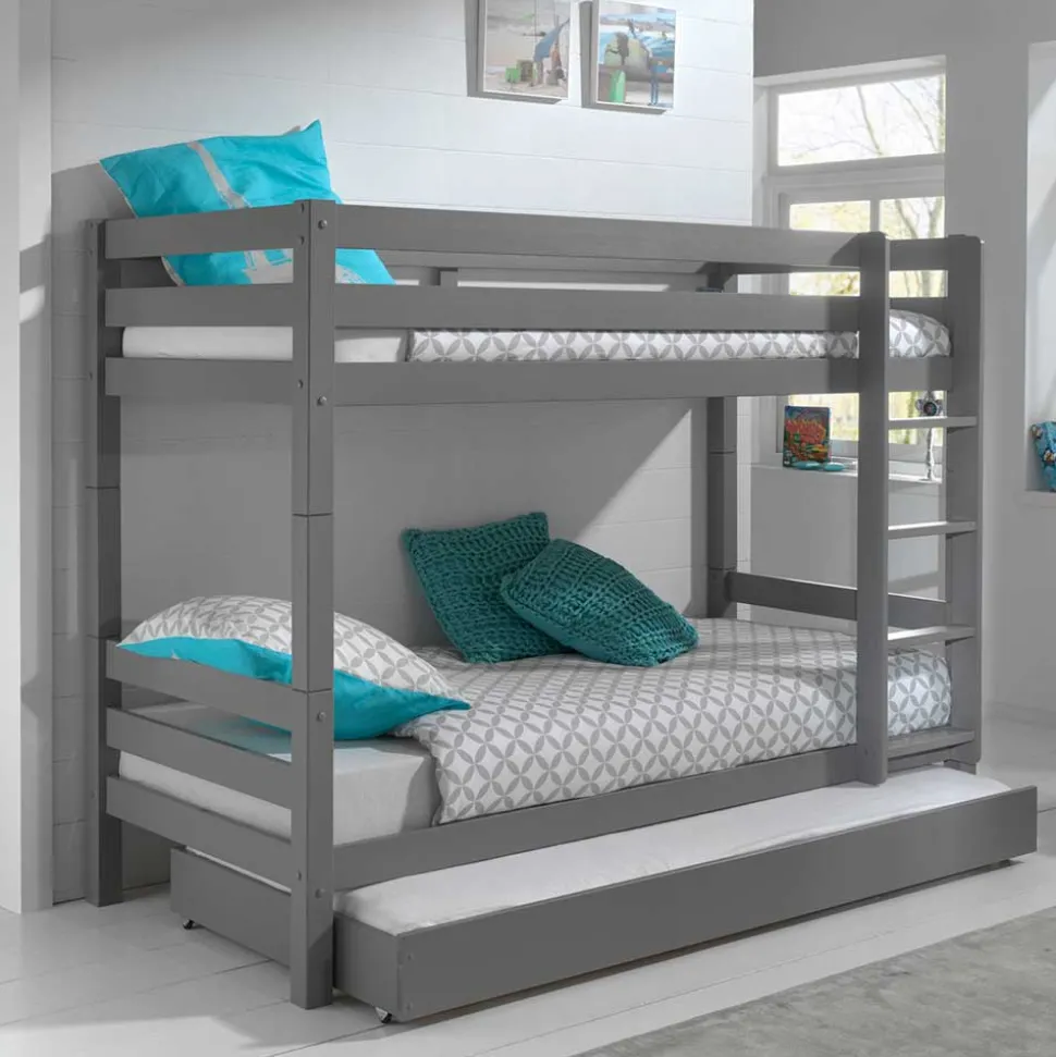 Graues Etagenbett mit Ausziehbett - Akreditarus