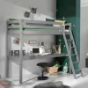 Graues Hochbett mit Schreibtisch Arbeitsplatz - Tollow