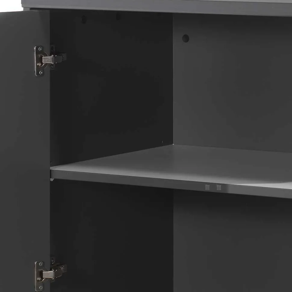 Graues Hochbett mit Schreibtisch - Mystik (dreiteilig)