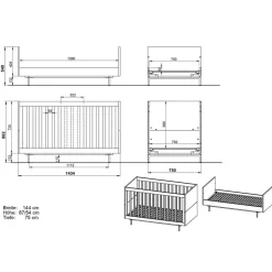 Graues Kinderbett mit Gitterseiten - Suzanas