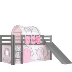 Graues Mädchen-Hochbett mit Rutsche - Borgio