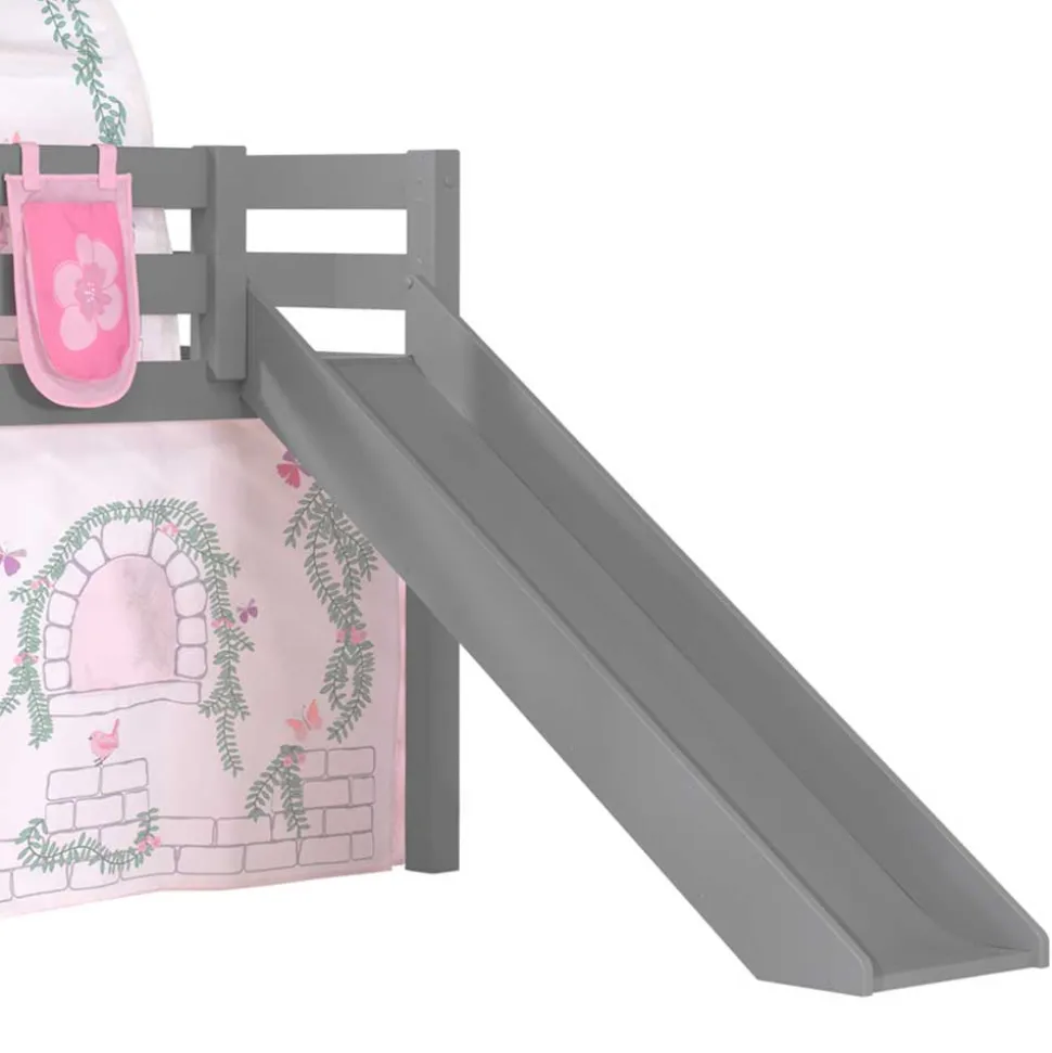 Graues Mädchen-Hochbett mit Rutsche - Borgio