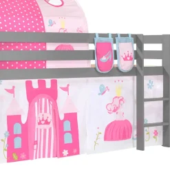 Graues Prinzessin Hochbett mit Tunnel - Lasito
