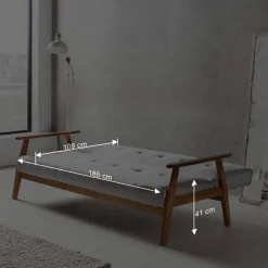 Graues Sofa mit Holzgestell Eiche - Florynn