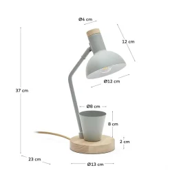 Graugrüne Schreibtischleuchte mit Stifthalter - Jeffa