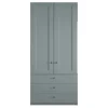 Graugrüner Kleiderschrank 2-türig mit 3 Schubladen - Rajavo