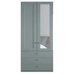 Graugrüner Kombi-Kleiderschrank 100 cm breit - Rajavo