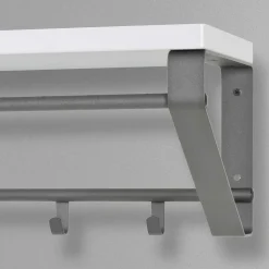 Grau-Weiße Hängegarderobe Probian mit Hutablage