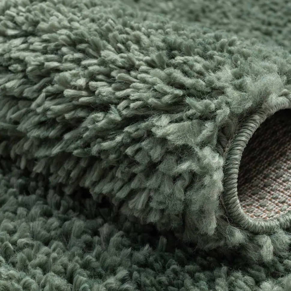 Grüner Läufer Teppich mit hohem Flor - Lura