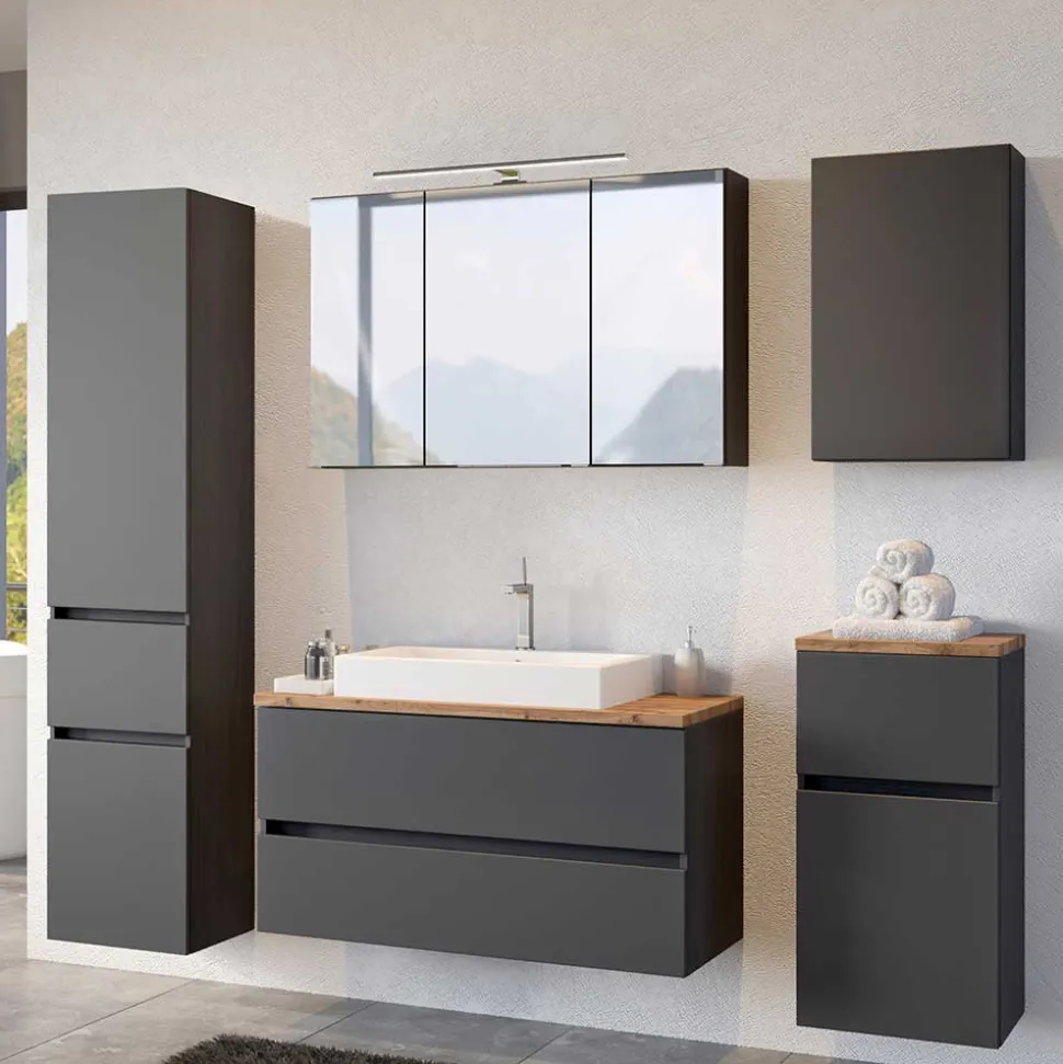 Große Badmöbel Ausstattung im Set - Noricas (fünfteilig)