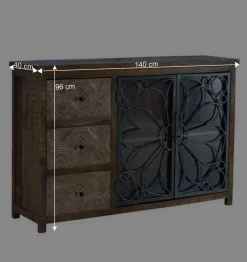 Große Design Kommode mit Glas Metalltüren - Everton