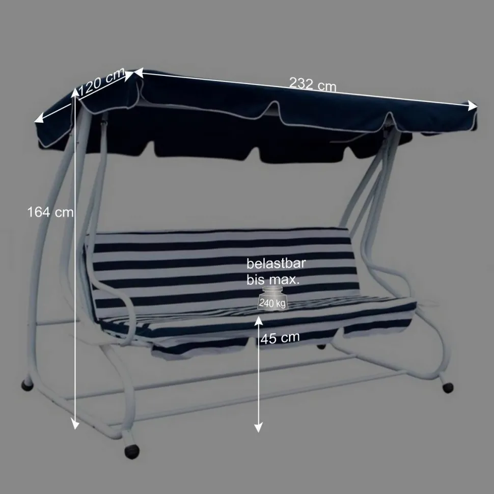 Große Hollywoodschaukel Kasaryn in Blau & Weiß