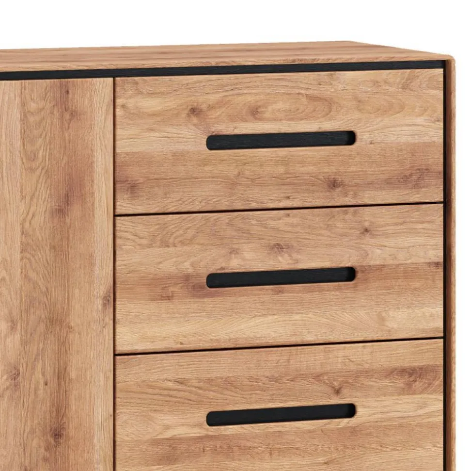 Große Kombi-Kommode in Wildeiche mit Schwarz - Shipper