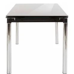 Großer Ausziehtisch aus Schwarzglas & Chrom - Tedyra