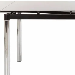 Großer Ausziehtisch aus Schwarzglas & Chrom - Tedyra