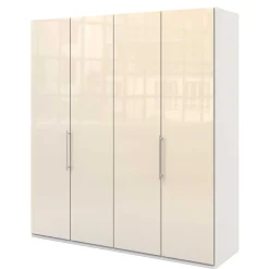 Großer Gleittüren Kleiderschrank in Creme Glasbeschichtung - Zidarie