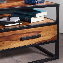 Großer Industrial Nachttisch mit Schublade - Enyet