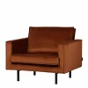 Großer Loungesessel Naryon mit Samt in Rostfarben