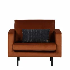 Großer Loungesessel Naryon mit Samt in Rostfarben