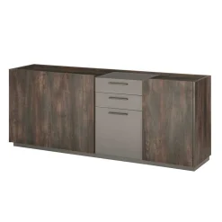 Großes Sideboard in Eiche Dunkel und Anthrazit - Mundo