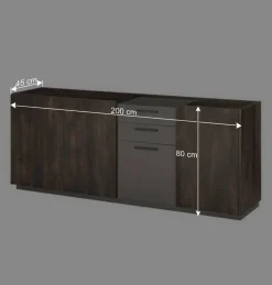 Großes Sideboard in Eiche Dunkel und Anthrazit - Mundo