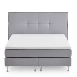 H3 Boxspringbett in Hellgrau Stoff & Chrom - Tuwedia