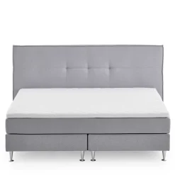 H3 Boxspringbett in Hellgrau Stoff & Chrom - Tuwedia